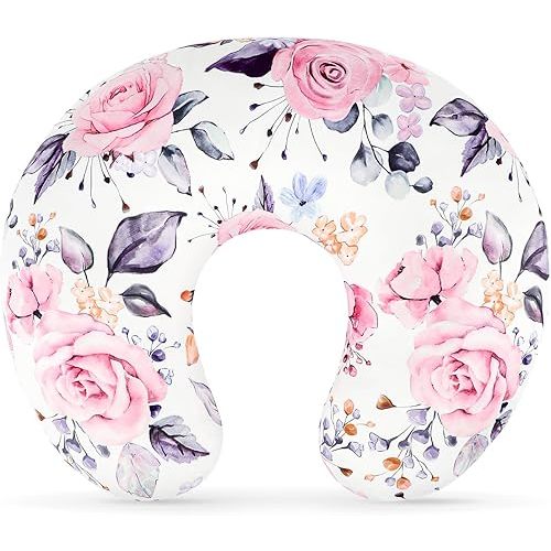 Nursing Pillow Cover Breastfeeding Pillow Slipcover for Moms Soft Breathable Newborn Infant Feeding Pillow Covers for Baby Girl Boy, Stylish Floral