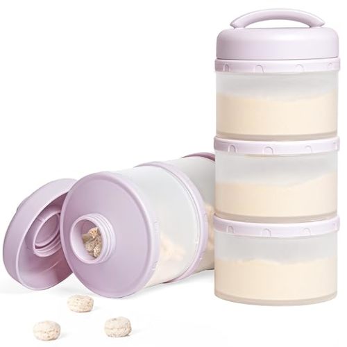 Termichy Stackable Formula Dispenser Portable Milk Powder Container, 2 Pack, Light Purple