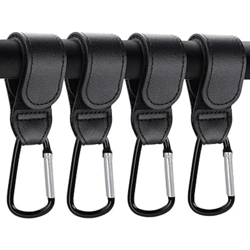 4 Pack Premium Non-Slip Stroller Hooks, Adjustable Carabiner Clips, Multifunctional Baby Stroller Accessories for Diaper Bags/Purses, Universal Fit for Strollers, Bikes, Wheelchairs & Walkers
