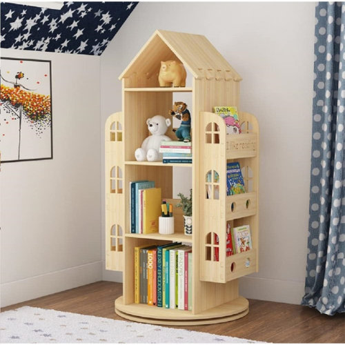 Ophelia & Co. Rotating Bookshelf 360 Display Floor Standing Bookcase Storage Rack Children's Bookshelf, Book Shelf | Wayfair