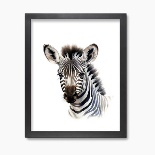 Play & Oak Zebra Life - Black Frame, 11 X 14