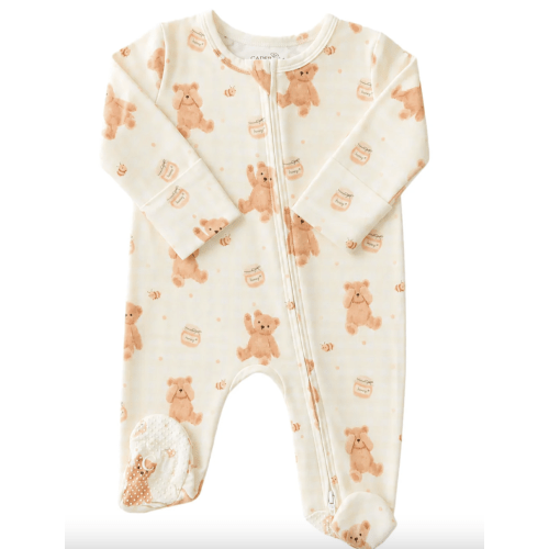 Bamboo Zipper Footie | Honey Bear