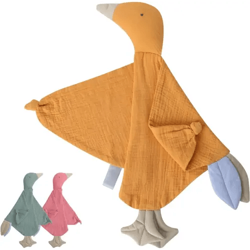 Premium Soft Muslin Cotton Newborn Baby Loveys Security Blanket Soft & Breathable with Tags, Goose Lovies for Baby New Born Boy Girl Unisex Baby Unique Neutral Presents for Babies Newborn Toddler
