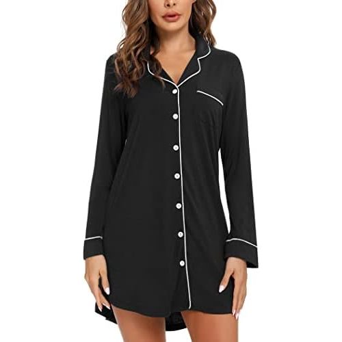 Leikar Maternity Nightgown For Women Nursing Pajamas Long Sleeve Sleepshirt