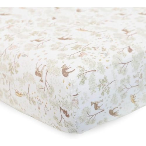 Little Unicorn Premium Crib Sheet | Breathable & Super-Soft Muslin Fabric (Woodland Friends)