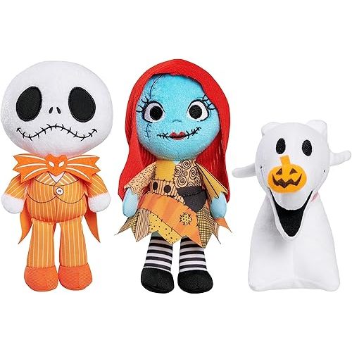 Disney Tim Burton's The Nightmare Before Christmas Halloween Small Plushie 3-piece Set, Kids Toys for Ages 3 Up by Just Play