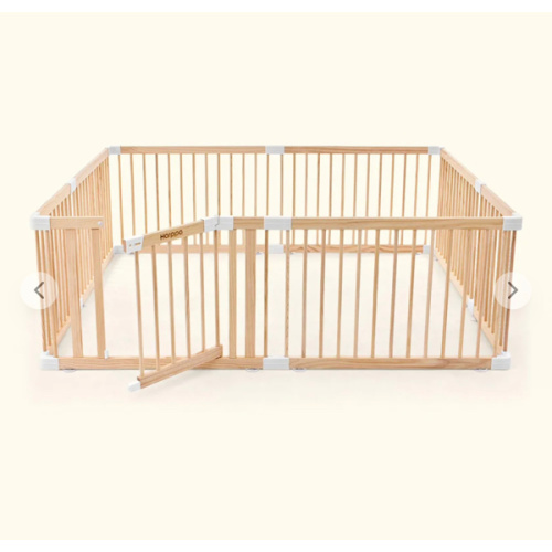 HARPPA Wooden Baby Gate Playpen | Non-Toxic Foldable DIY Adjustable Play Yard for Infants & Toddlers – Natural Finish Baby Fence for Small & Large Spaces