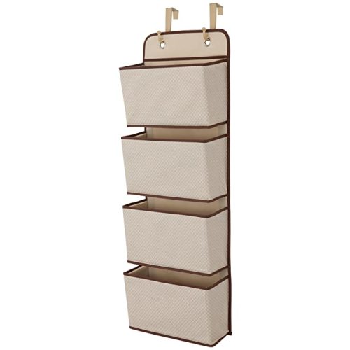 Delta Children 4 Pocket Over The Door Hanging Organizer - 2 Pack, Easy Storage/Organization Solution - Versatile and Accessible in Any Room in the House, Beige