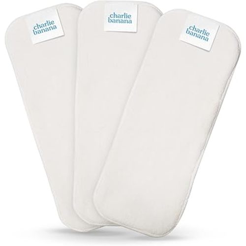 Charlie Banana Baby Super Absorbent Deluxe Reusable and Washable Fleece Inserts for Cloth Diapers, One Size, 3 Pack