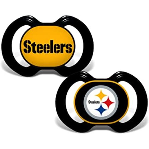 Baby Fanatic 2 Piece Pacifier Set, Pittsburgh Steelers, One Size