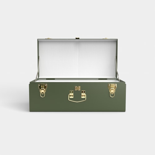 Petite Trunk - Green - White Dot / Embroidery