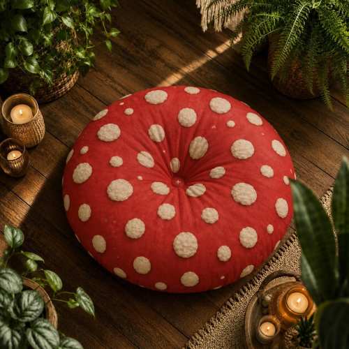Mushroom Floor Cushion, Cute Meditation Pillow, Whimsical Tufted Floor Pillow Seating, Reading Nook Cushion, Pet Pillow, Mushroom Lover Gift