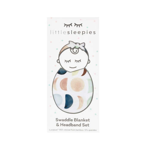 Luna Neutral Swaddle & Luxe Bow Headband Set- Little Sleepies