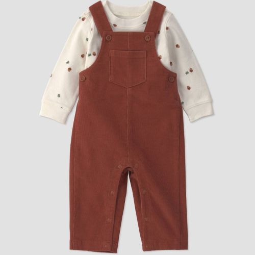 3M - Carter's Just One You® Baby Boys' 2pc Long Sleeve Bodysuit and Cord Overalls Set - Brown