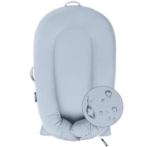 Organic Replacement Cover with Waterproof Pad | Premium Quality Spare Cover Certified Organic Cotton | [Fits Dockatot Deluxe + Docks] (Cover Only) (Alice Blue, Waterproof Organic Cotton)