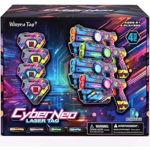 Rechargeable Laser Tag Set of 4, Gifts for 8 9 10 11 12 13 Year Old Boy Birthday, Lazer Tag Gun with Vest, Outdoor Family Games for Kids & Adults, Boy Toys Age 8-10, Teen Boy Gril 8-12 Years Gift