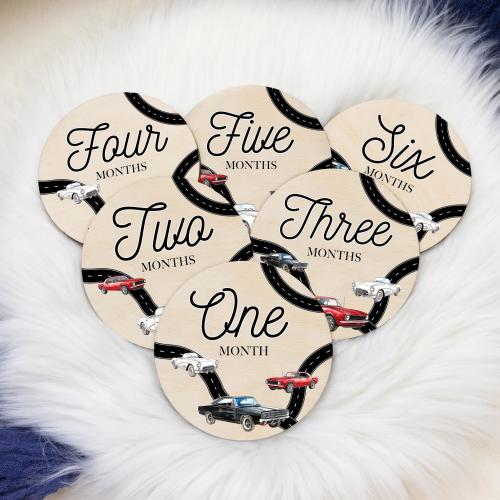 Classic Cars Milestone Cards, Baby Milestone Cars Marker, Wood Milestone Card, Baby Milestones, Photo Prop, Vintage Car Nursery Theme T83