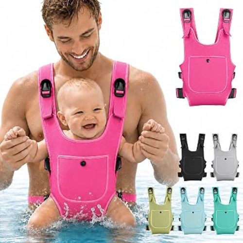 Neoprene Water Baby Carrier Newborn to Toddler, Ergonomic Waterproof Infant Chest Holder with Adjustable Straps, Breathable & Lightweight Baby Wearing Gear for Summer Pool Swimming & Beach