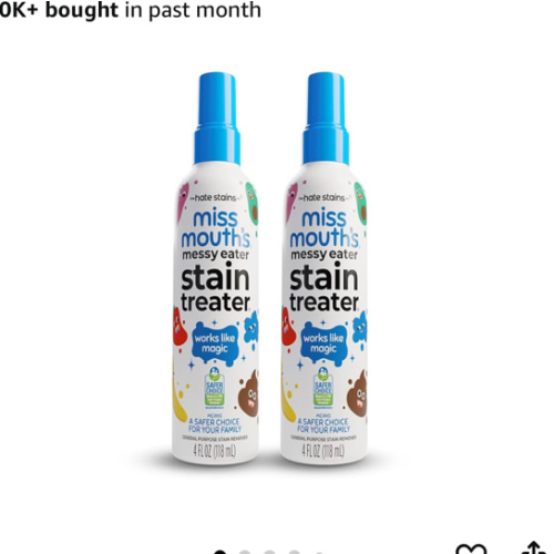 Miss Mouth's Messy Eater Stain Treater Spray - 4oz 2 Pack Stain Remover - Newborn & Baby Essentials - No Dry Cleaning Food, Grease, Coffee Off Laundry, Underwear, Fabric