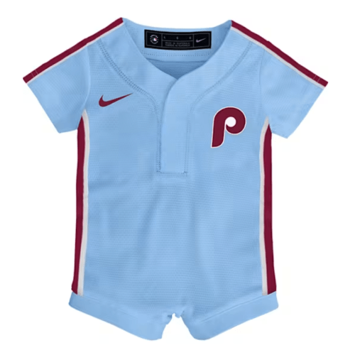 Philadelphia Phillies Nike Baby LIGHT BLUE Alt 2 Replica Romper Baseball Jersey - 133418371
