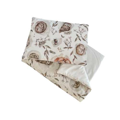 Newborn bedding set with creme  forest animals , Kids and Baby Bedding Set, Organic cotton Kids Bedding, Soft Duvet and Pillow with filling