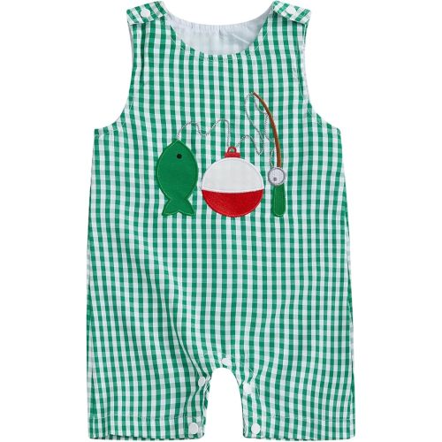 Newborn Baby Boy Fishing Outfit Sleeveless Jumpsuit Bodysuit Overalls Romper Summer Clothes 3 6 12 18 Month