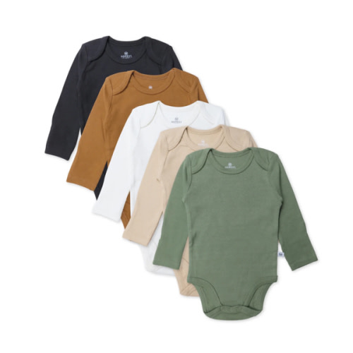5-Pack Organic Cotton Long Sleeve Bodysuits | Honest Baby Clothing