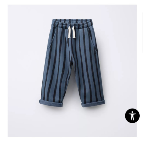 STRIPED BAGGY PLUSH PANTS - Blue / Black | ZARA United States