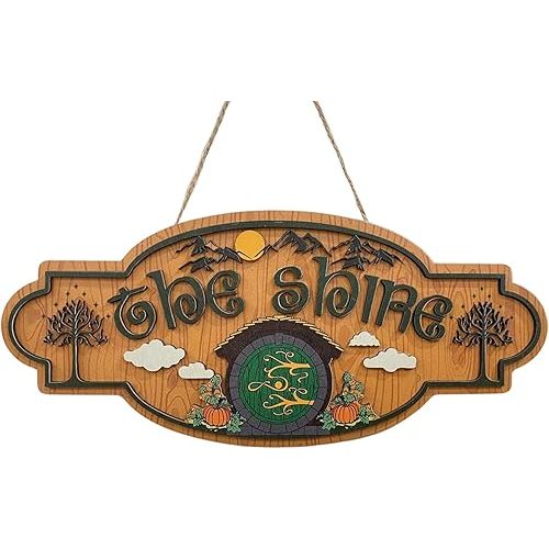 The Shire Door Sign – Handmade Wooden Hanging Plaque | 2-Layer Hobbit Door Hanger | Rustic Wall & Movie-Inspired Home Decor (14 in)