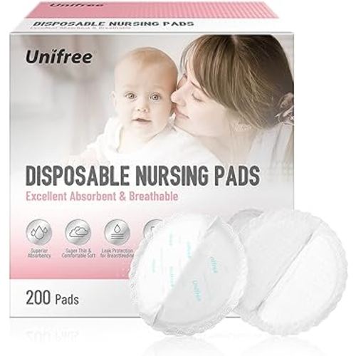 Unifree Disposable Nursing Pads, Breast Pads for Breastfeeding, Superior Absorbency&Ultra Soft Leakproof Design, Postpartum Essentials,200 Count