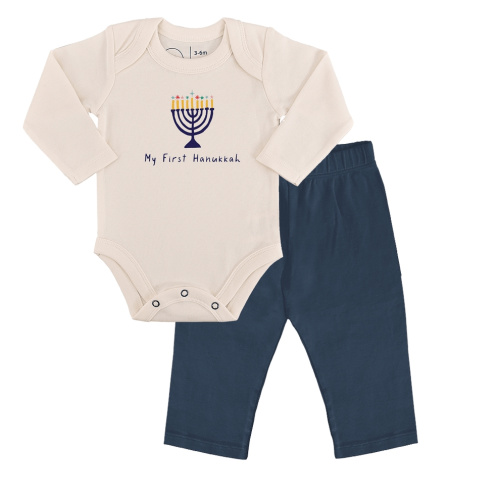 2pc Holiday Gift Set - My First Hanukkah | 100% Organic - – Finn + Emma