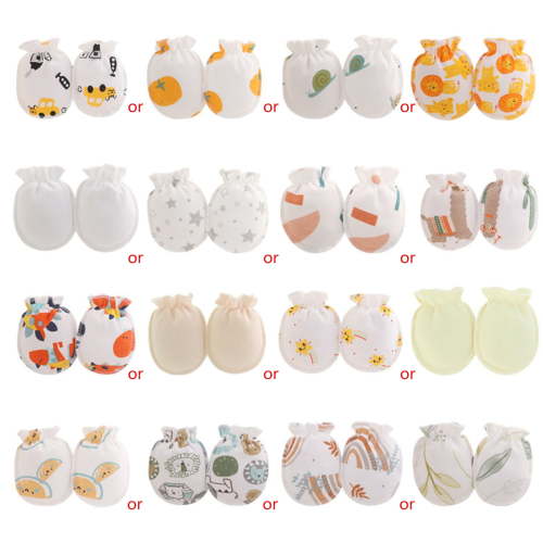 Anti-Scratch Gloves Baby Unisex Cartoon Print Gloves Face Protective Mittens Baby Essential Accessories 5 Pairs
