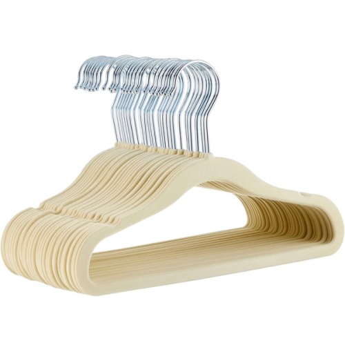 Amazon.com: Amazon Basics Kids Space Saving Velvet Non-Slip Clothes Hangers with Shoulder Notches, Sturdy Construction for Closet Organization, 11.6", Beige, 30-Pack