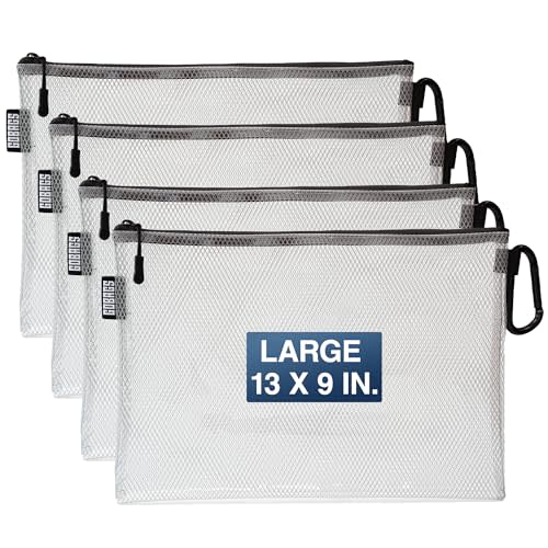 GOBAGS Air Production Large Clear Zipper Pouch (4‑Pack) – Cable Organizer & Travel Gear Bag for Electronics, Camera Accessories, Tool Pouch & Small Tech Storage