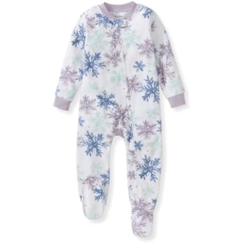 Burt's Bees Baby Girls Fleece Sleeper Pajamas, One-Piece Zip-up Footed PJ, Soft Recycled Microfleece PJs
