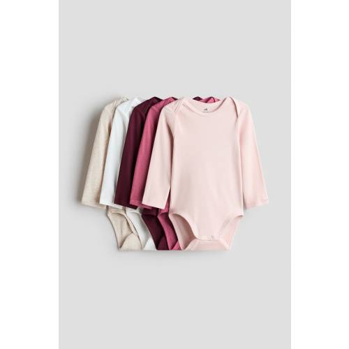 5-PACK COTTON BODYSUITS WITH LAP SHOULDERS