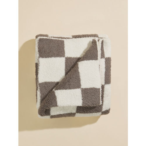 Checkered Grey Plush Blanket