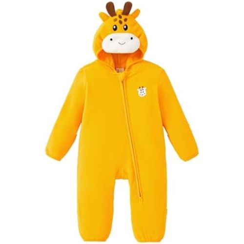 PATPAT Baby Fleece Footies Hooded Romper- Cute Outfit for Boys and Girls - 2 Way Zipper - Newborn Infant Clothes Outerwear