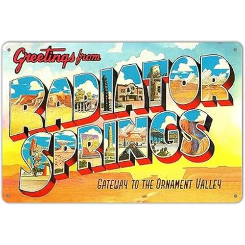 Wisesign 8X12 Inches Radiator Springs Twine - Metal Wall Decor Tin Sign Plaque Art Inspirational