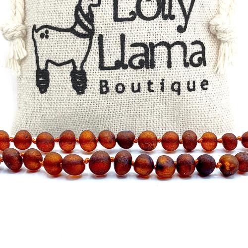 Raw Amber Teething Necklace - Cognac
