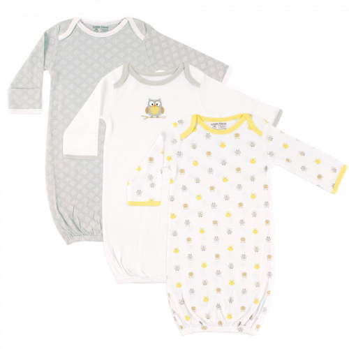 Luvable Friends Baby Unisex Cotton Gowns, Owl, 0-6 Months