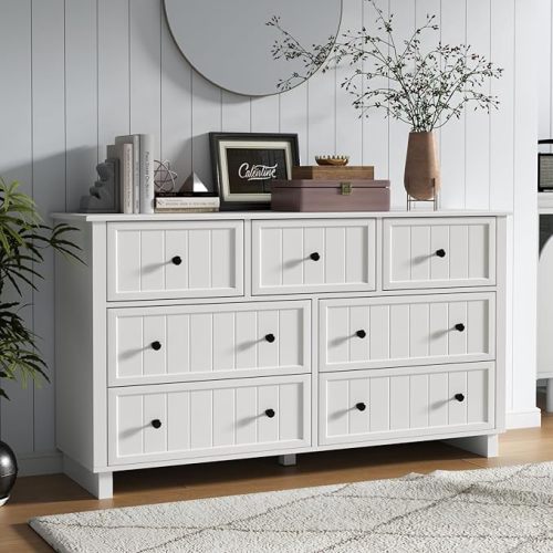 Farmhouse 10 Drawers Dresser for Bedroom, White Dresser Chest of Drawers