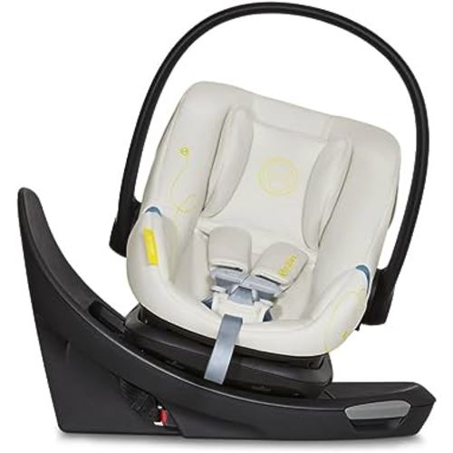 Cybex Aton G Swivel Infant Car Seat with 180-Degree Rotate, Linear Side-Impact Protection, 11-Position Headrest, SensorSafe & Safelock Base, Seashell Beige