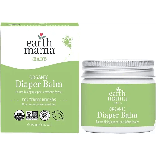 Organic Diaper Balm by Earth Mama | Safe Calendula Cream to Soothe and Protect Sensitive Skin, Non-GMO Project Verified, 2-Fluid Ounce