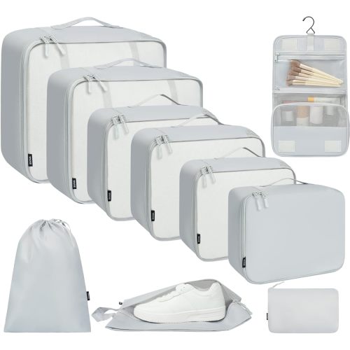 Amazon.com | BAGAIL 10 Set Packing Cubes Various Sizes Packing Organizer for Travel Accessories Luggage Carry On Suitcase-Cream | Packing Organizers