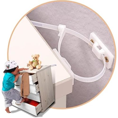 12 Pack Furniture Anchors for Baby Proof, Furniture Straps to Wall