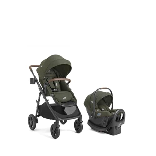 Joie Baby Ginger 4-in-1 Stroller & Rue Car Seat Travel System, Lightweight | Lightweight Baby Car Seat with an Included Anti-Rebound Base for Easy Install and Height-Adjustable Stroller