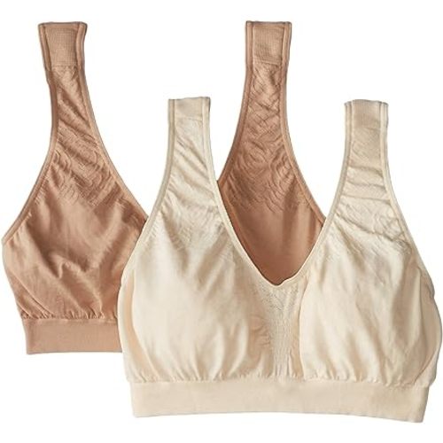 Bali Women's Microfiber Bralette Pack, Comfort Revolution Seamless T-Shirt Bra, Crop Top Bralette, 2-Pack