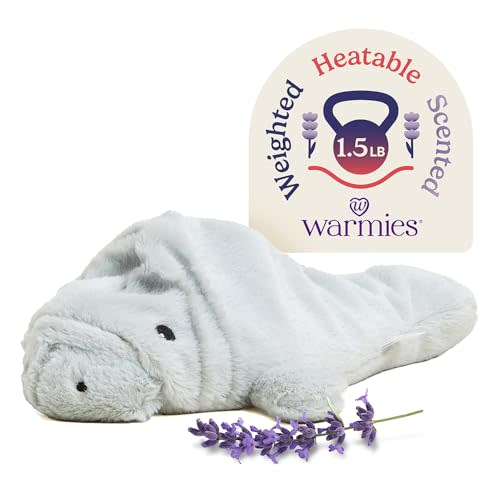 warmies Microwavable & Weighted Stuffed Animals, Manatee - Heated Stuffed Animal Plushie for Warmth & Comfort - Cute Soft Plush Toys for Adults & Children (Boys, Girls, Babies & Toddlers)