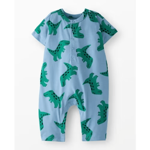 Baby Henley Romper - T-Rex